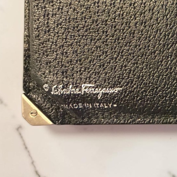 Salvatore Ferragamo Other - Vintage Salvatore Ferragamo Black Leather Bifold Wallet Made In Italy Luxury